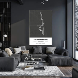 Chicago Marathon Route Modern Sports Poster