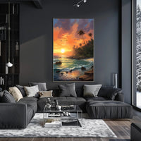 Tropical Sunset Serenity on Beach Travel Poster