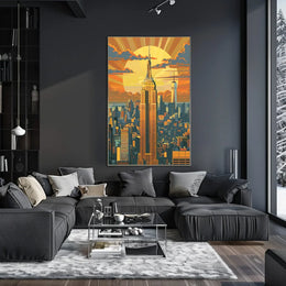 New York Skyline Retro Travel Poster Art Print