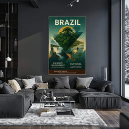 Brazil's Iconic Landscapes Vintage Art Poster