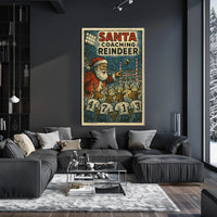 Santa's Reindeer Football Team Vintage Poster