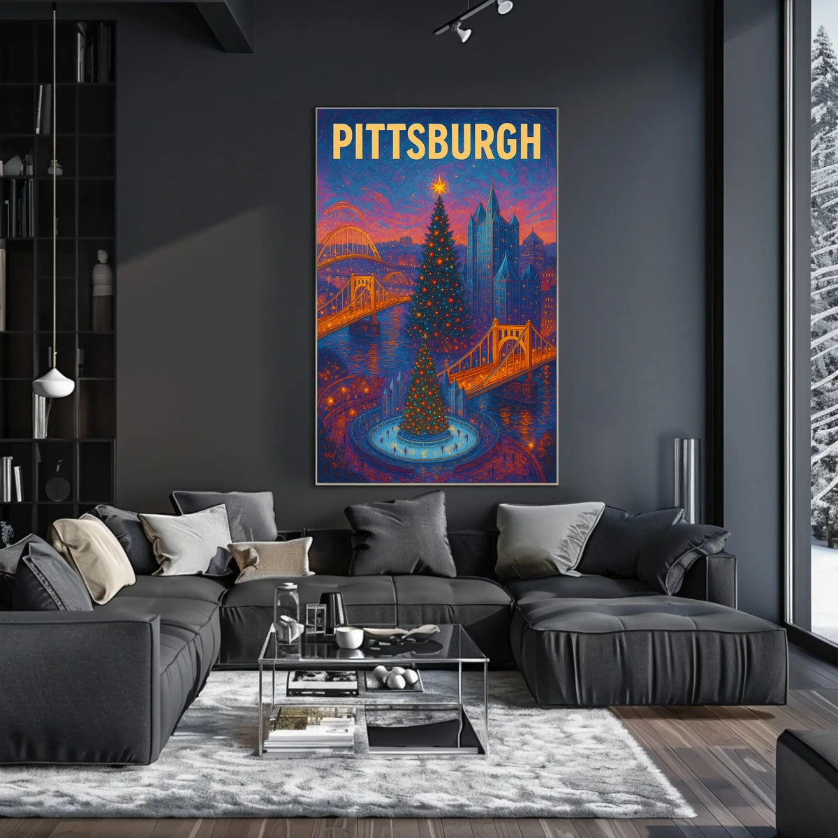 Pittsburgh Holiday Scene Poster