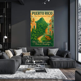 Puerto Rico Vintage Travel Poster: The Enchanted Isle