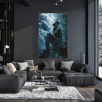 Haunting Horror Poster: Skeletal Figure with Red Eyes PosterGoat