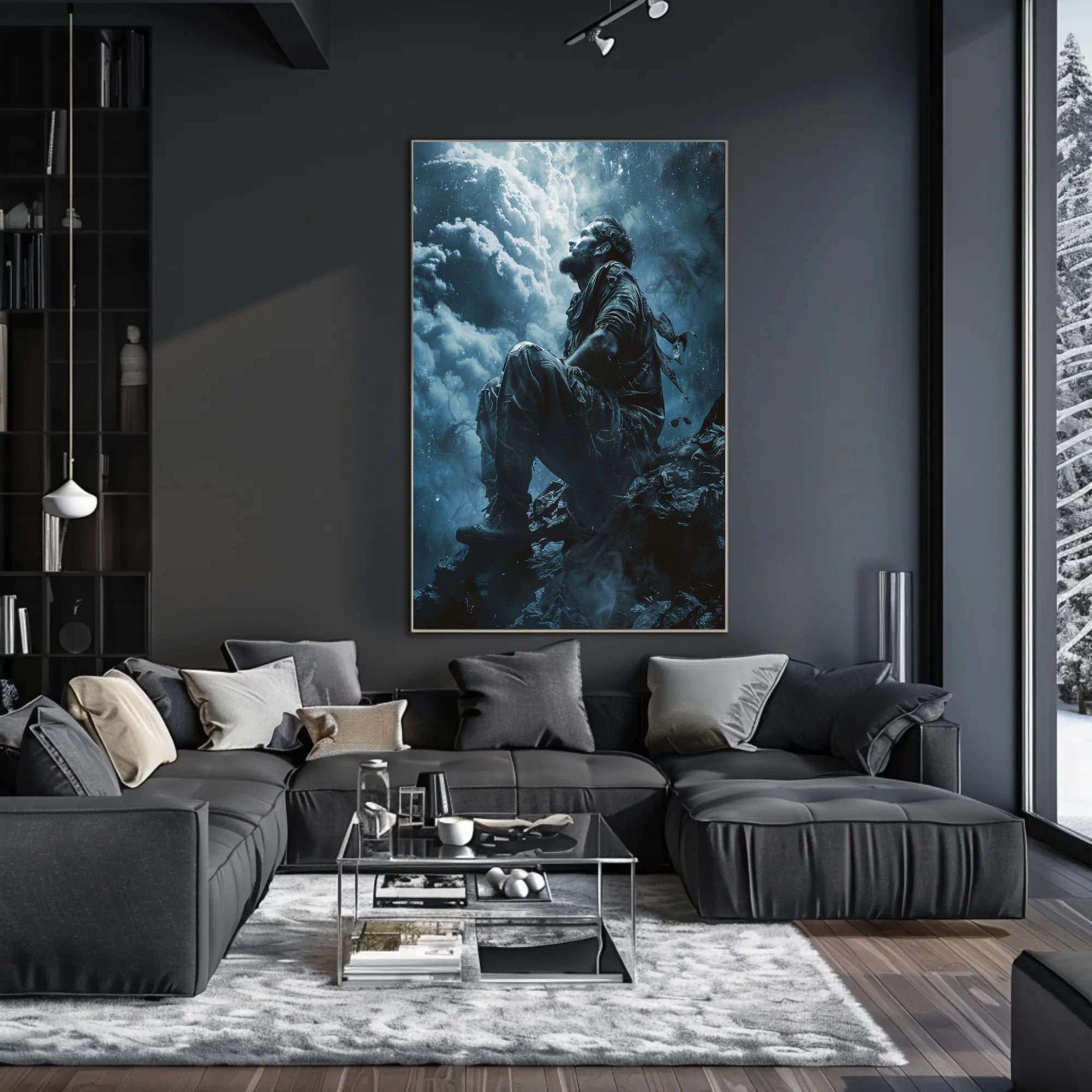 Haunting Horror Poster: Skeletal Figure with Red Eyes PosterGoat