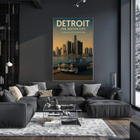 Detroit The Motor City Vintage Poster PosterGoat
