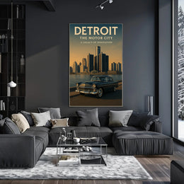 Detroit The Motor City Vintage Poster PosterGoat