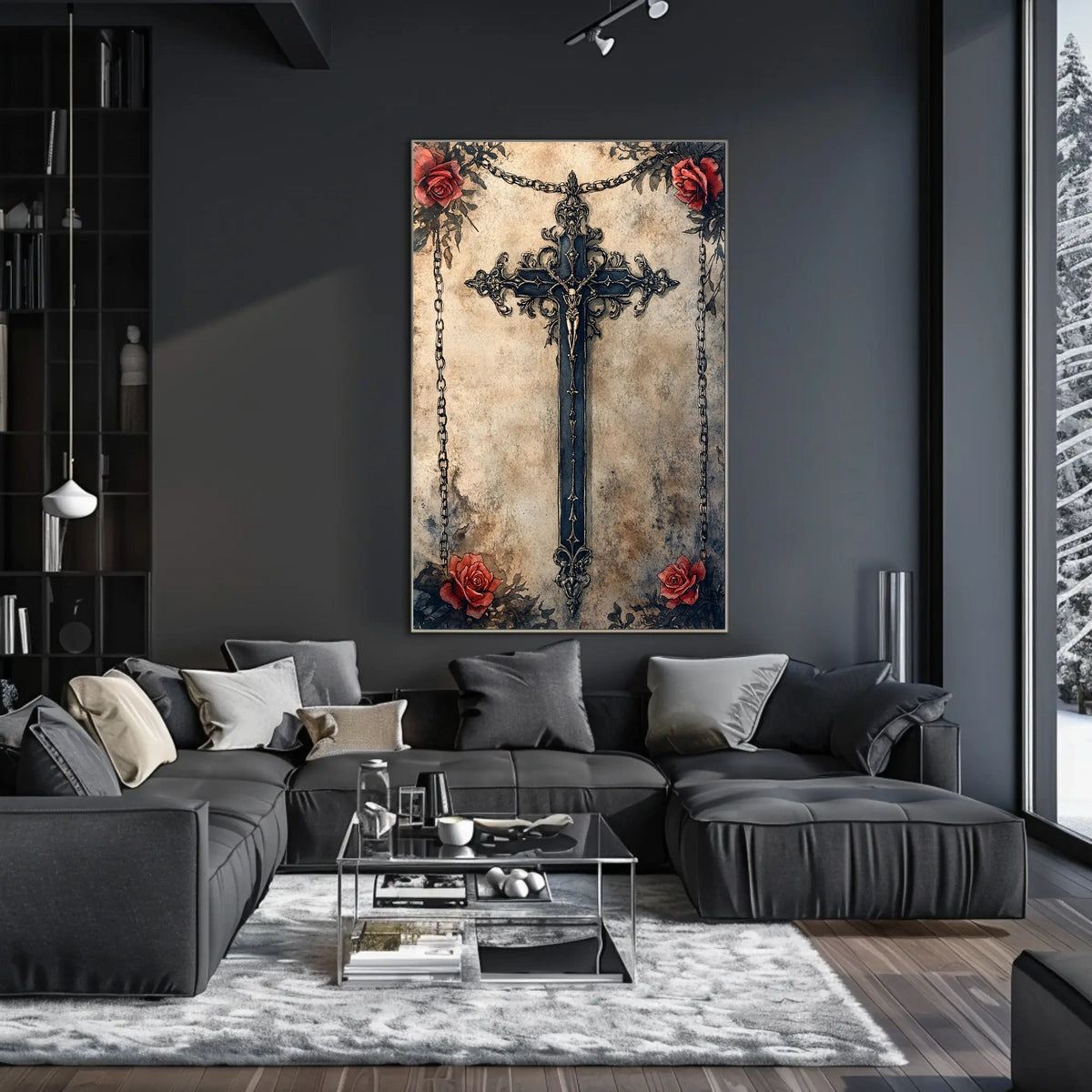 Intricate Christian Symbolism Cross Poster