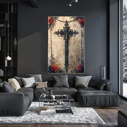Intricate Christian Symbolism Cross Poster