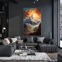 Majestic Mountain Landscape Poster with Romantic Realism Style