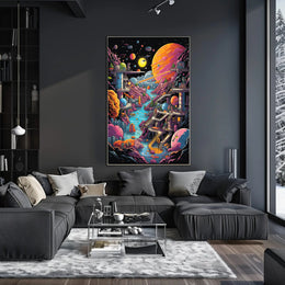 Futuristic Space Exploration with Retro Sci-Fi Poster