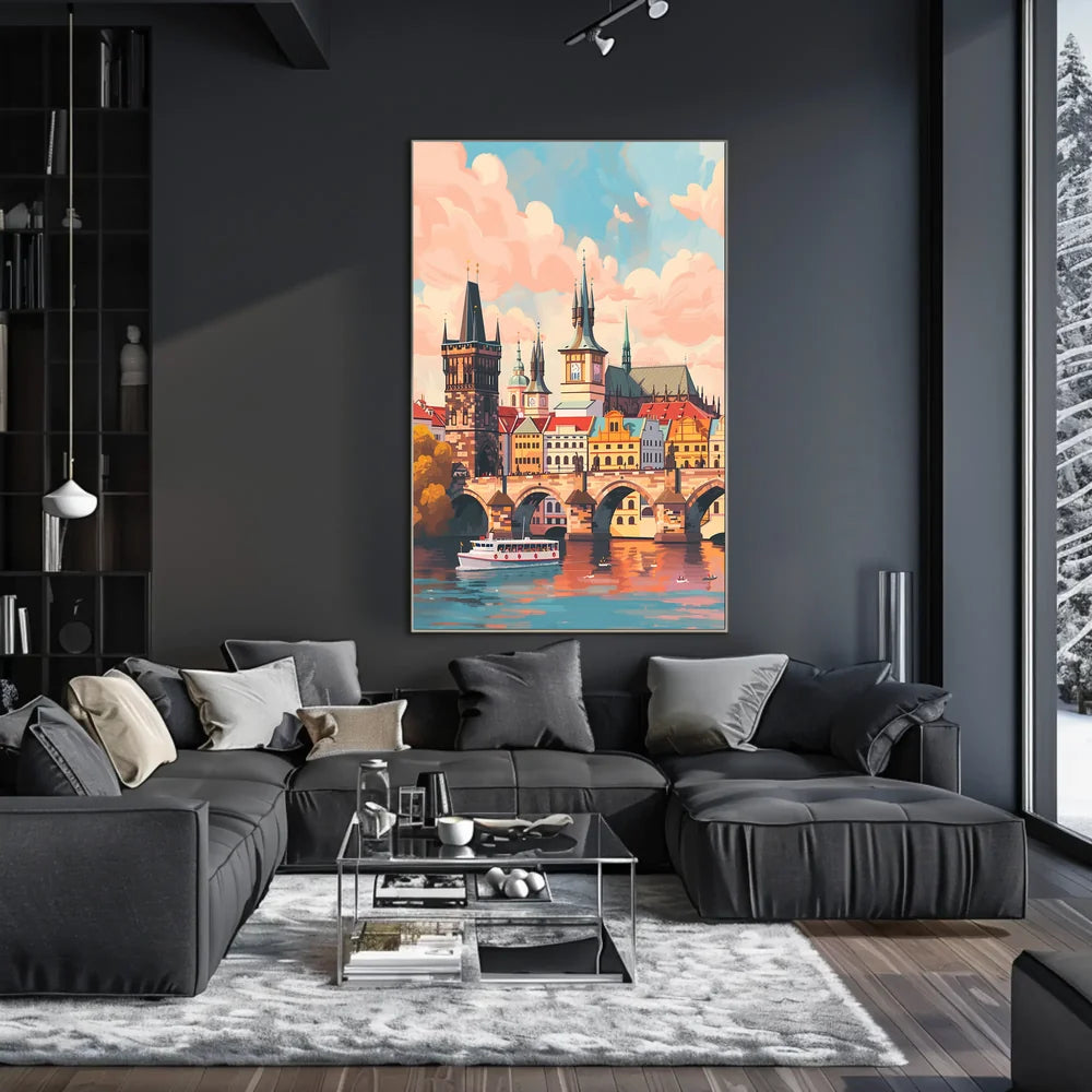 Prague Cityscape Poster: Charles Bridge & Vibrant Skyline