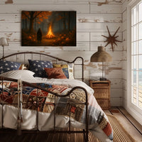 Autumn Bonfire Woods Watercolor Cozy Poster