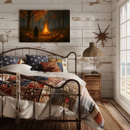 Autumn Bonfire Woods Watercolor Cozy Poster