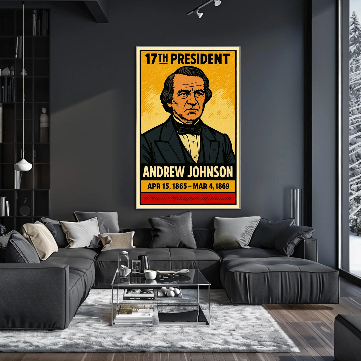Andrew Johnson 17th President of the United States Inked Comic Style Poster