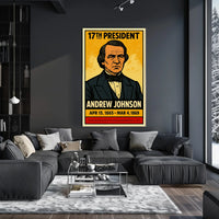Andrew Johnson 17th President of the United States Inked Comic Style Poster