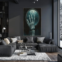 Skeletal Hand Mirror: Abstract, Artistic, or Pop Culture Poster