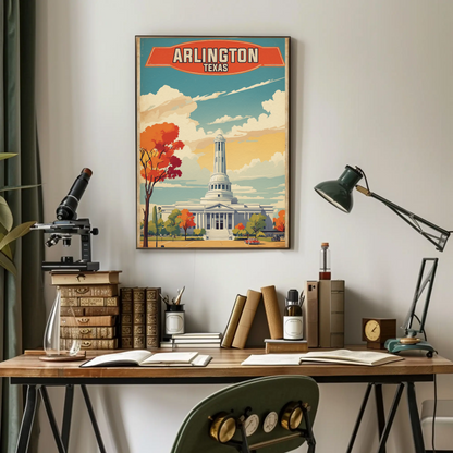 Arlington Texas Grand Capitol Vintage Travel Poster