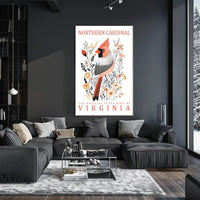 Northern Cardinal Virginia State Bird Art Poster