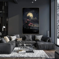 Moonlit Roses Under Night Sky: Space or Astronomy Poster PosterGoat