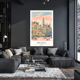 Brussels Cityscape Illustration Poster PosterGoat