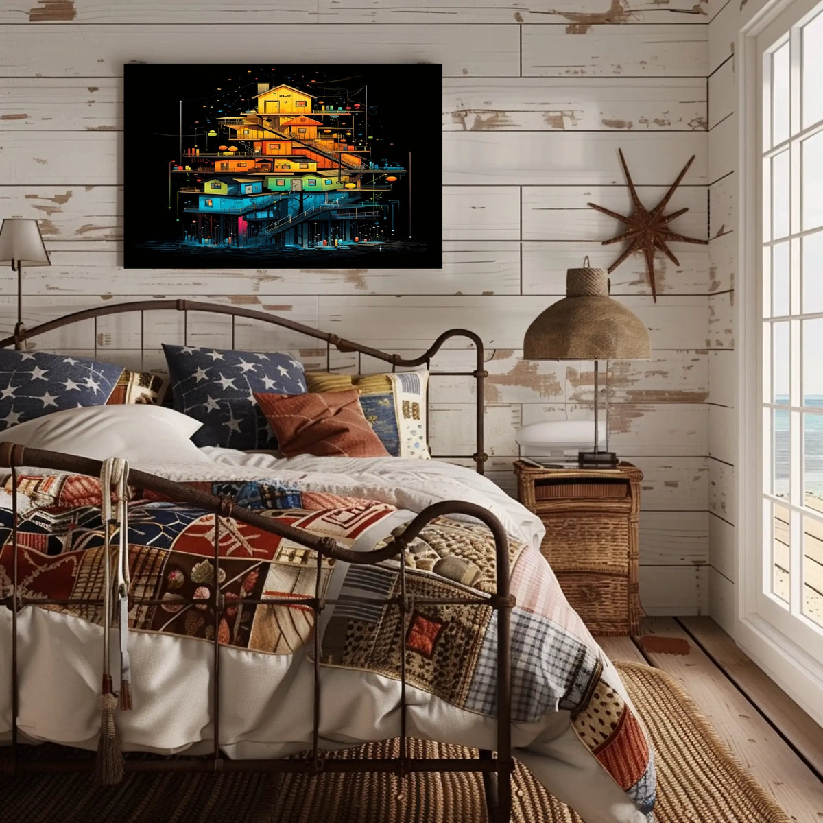 Colorful Stacked Houses Poster