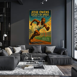 Jesse Owens Triumph 1936 Olympics Vintage Art Poster