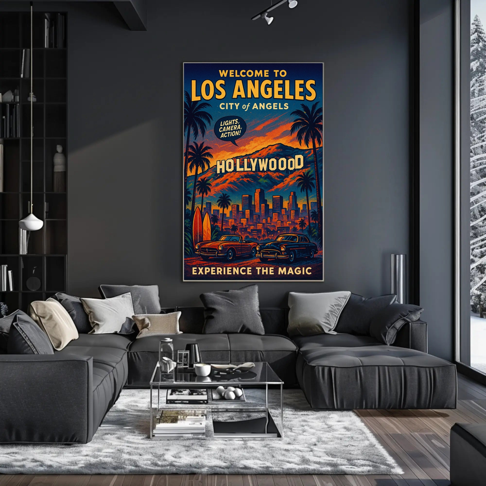 Hollywood Glamour in Retro Los Angeles Travel Poster