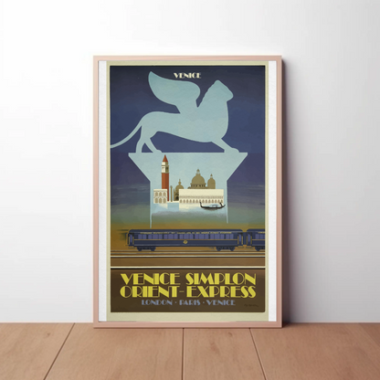 Venice Orient Express Lion Basilica Skyline Travel Poster