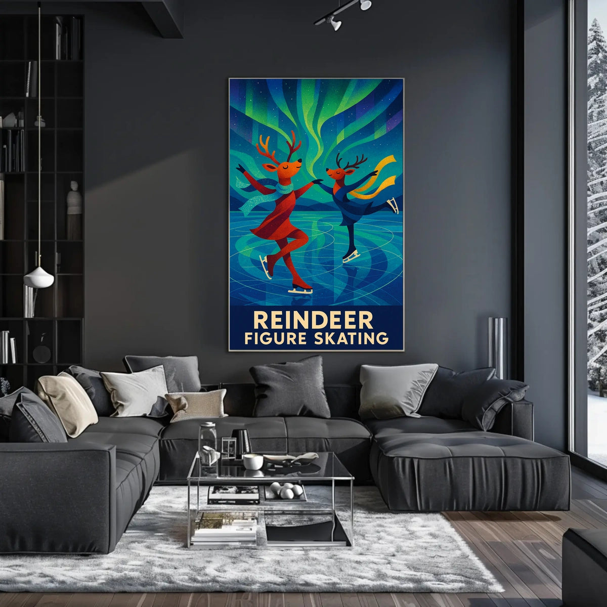 Joyful Reindeer Figure Skating Fantasy Poster