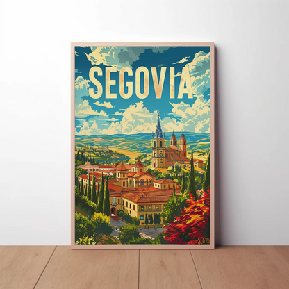 Segovia Cityscape Skyline and Architecture Travel Poster
