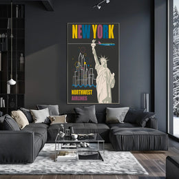 New York Travel Dreams Poster Retro City Skyline Wall Art