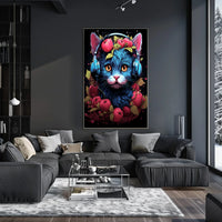 Cherries And Headphones Cat Poster
