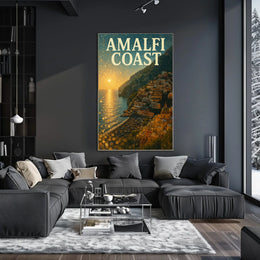 Amalfi Coast Sunset Poster 18x24 Premium Wall Art Decor