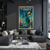 Patriotic American Freedom Vintage Artistic Poster