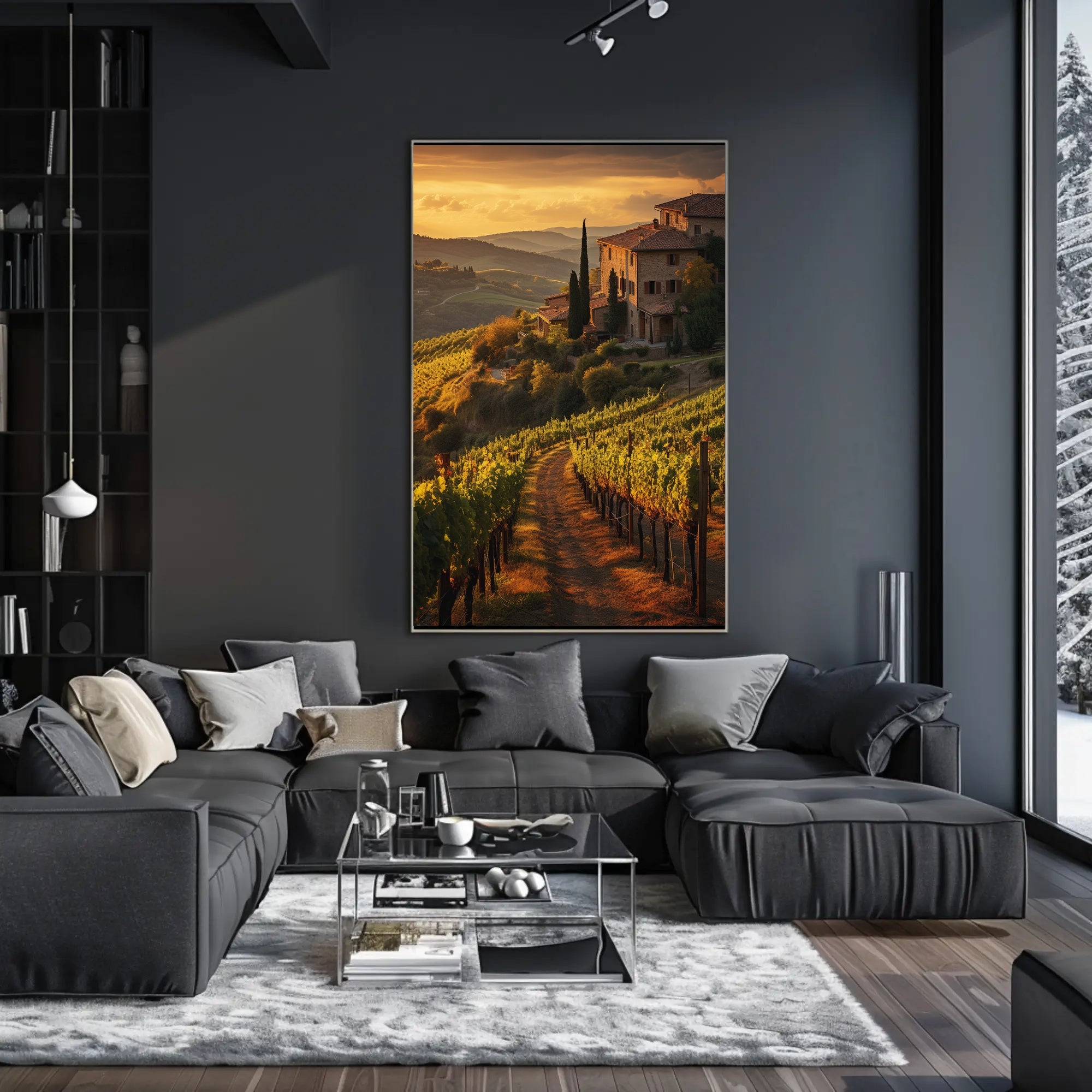 Tuscany Vineyards Sunset Travel Poster