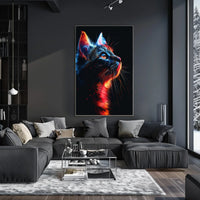 Neon Cat Portrait Poster