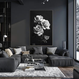Elegant Black and White Rose Art Poster PosterGoat