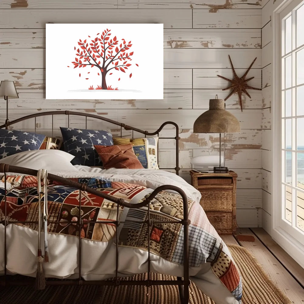 Autumn Serenity Tree Poster: Vibrant Fall Illustration