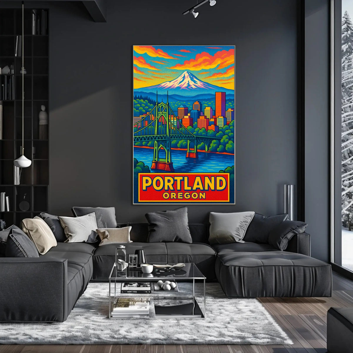 Portland, Oregon Vibrant Cityscape Poster
