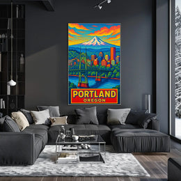 Portland, Oregon Vibrant Cityscape Poster
