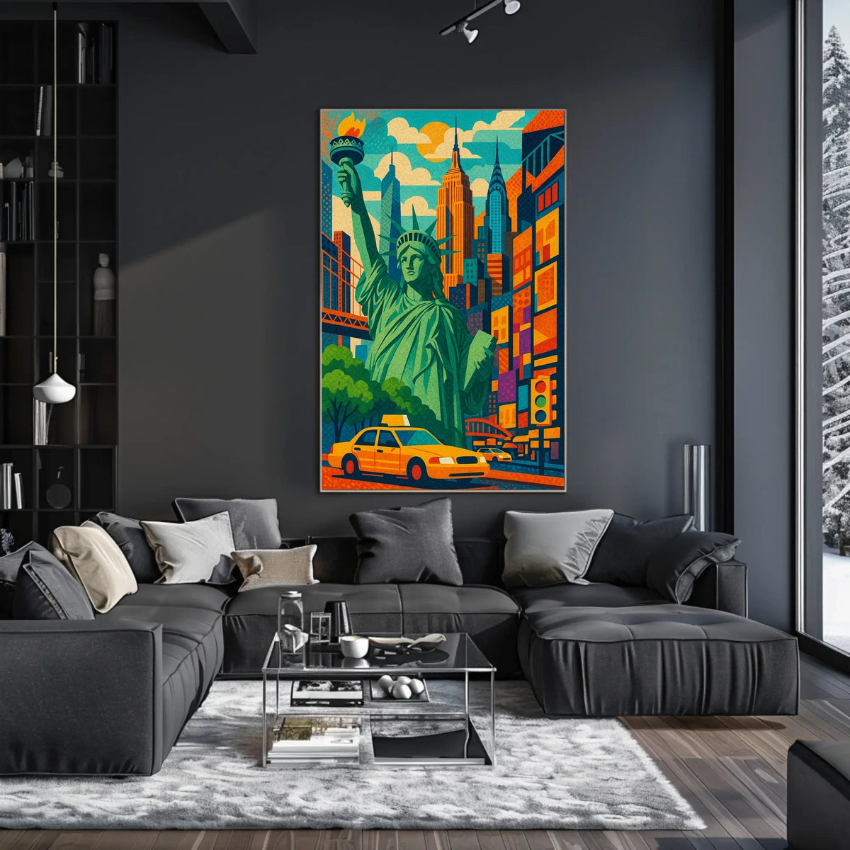 New York City Bright Iconic Urban Poster Vintage Wall Art
