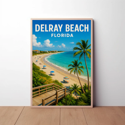 Delray Beach Florida Boardwalk Ocean Palms Travel Poster