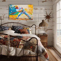Dynamic Baseball Swing: Vibrant Abstract Sports Art Poster