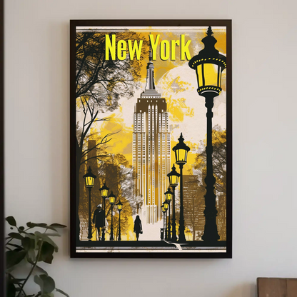 Empire State Building in Autumn Vintage Style Poster