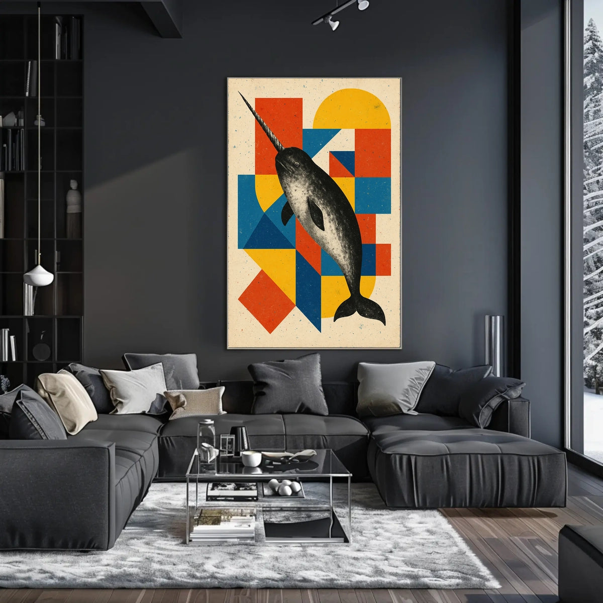 Geometric Narwhal Art Poster