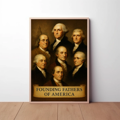 Founding Fathers Portrait Historic America Travel Poster