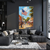 Classic American Town Square Scene Main Street Poster