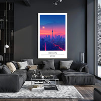 Berlin Twilight Skyline with Iconic TV Tower Cityscape Poster