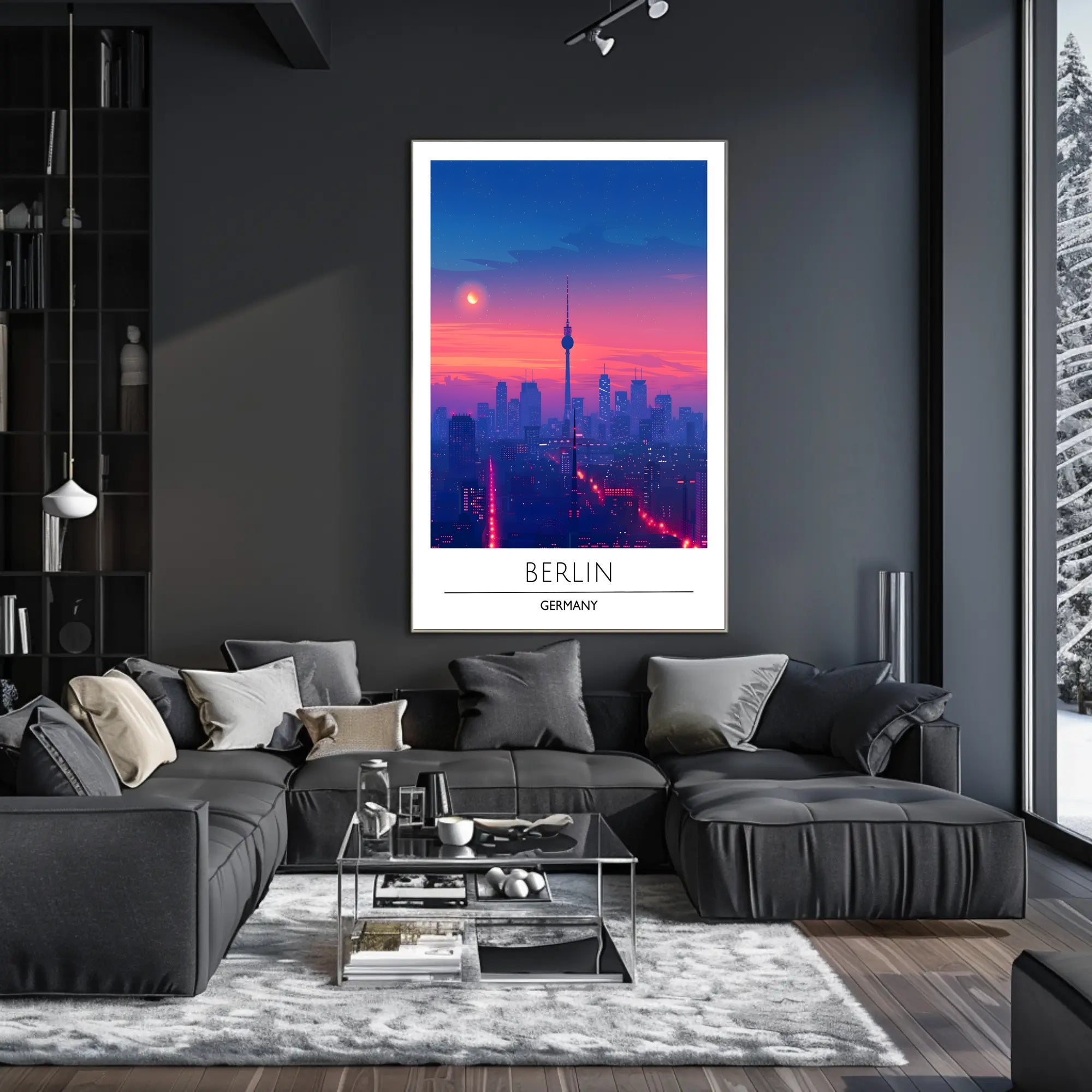 Berlin Twilight Skyline with Iconic TV Tower Cityscape Poster